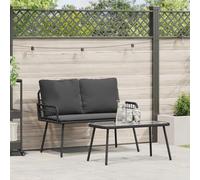 EMYRLXQW Ensemble de 2 chaises d'extérieur avec coussins en polyrotin noir