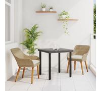 EMYRLXQW Ensemble de 3 tables d'extérieur en polyrotin beige
