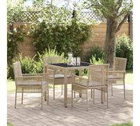 EMYRLXQW Ensemble de 5 chaises d'extérieur avec coussins en polyrotin Beige