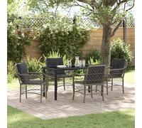 EMYRLXQW Ensemble de 5 chaises d'extérieur avec coussins en polyrotin gris