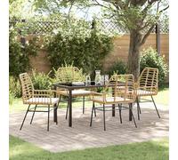 EMYRLXQW Ensemble de 5 chaises d'extérieur avec coussins en polyrotin marron