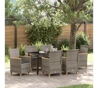 EMYRLXQW Ensemble de 7 chaises d'extérieur avec coussins en polyrotin gris