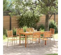 EMYRLXQW Ensemble de 7 chaises d'extérieur en polyrotin et acacia Beige