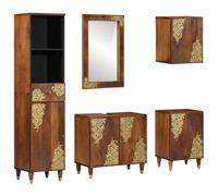 EMYRLXQW Ensemble de meubles de salle de bain 5 pièces en bois massif brut de manguier