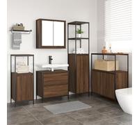 EMYRLXQW Ensemble de meubles de salle de bain 5 pièces en chêne marron, fabriqué à partir de bois d'ingénierie