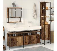 EMYRLXQW Ensemble de meubles de salle de bain avec lavabo intégré - Finition bois vieilli