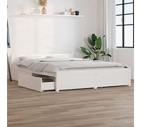 EMYRLXQW Lits et accessoires, lits et cadres de lit - Cadre de lit sans matelas avec tiroirs - Blanc King Size