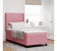 EMYRLXQW Lits et accessoires, lits et cadres de lit - Lit à sommier tapissier avec matelas en velours rose 90 x 200 cm