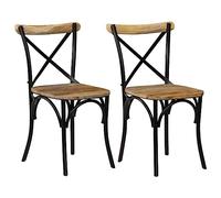 EMYRLXQW Lot de 2 chaises de cuisine et de salle à manger en bois de manguier massif Noir