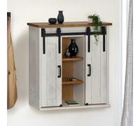 EMYRLXQW Meubles, armoires et rangement, armoires de cuisine, armoire suspendue Halden 2 portes coulissantes, blanc, 75 x 22,5 x 70 cm, pin