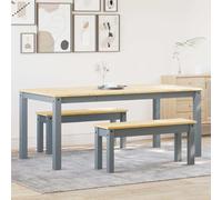 EMYRLXQW Meubles, ensembles de meubles, ensembles de meubles de cuisine et de salle à manger, ensemble de salle à manger 3 pièces Panama gris bois massif pin