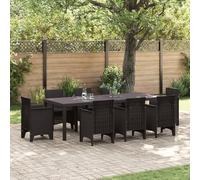 EMYRLXQW Table de jardin d'extérieur en polyrotin Marron 250 x 100 x 73 cm
