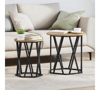 EMYRLXQW Tables, tables d'appoint, tables basses artisanales en chêne MDF, table basse ronde industrielle en métal moyen