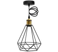 EmyTock Abat-jour de style rétro en forme de panier en métal noir avec kit de suspension