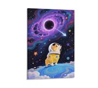 EMYXPAQM Corgi Impression Sur Toile Corgi dans l'espace Art Mural Tableau Decoration Murale Pour Chambre À Coucher Bureau 12x18inch(30x45cm)