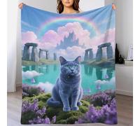 EMYXPAQM Couverture en Flanelle Motif Bleu Russe Plaid De Canapé Bleu Russe Pierre Eau Douce Et Chaude Flanelle Cadeau pour Garçons Et Filles 60x80inch(150x200cm)