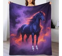 EMYXPAQM Couverture en Flanelle Motif Cheval Plaid De Canapé Cheval Fumée Violette Douce Et Moelleuse Flanelle Cadeau pour Garçons Et Filles 50x60inch(127x152cm)