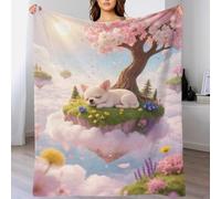 EMYXPAQM Couverture en Flanelle Motif Chihuahua Plaid De Canapé Chien Cerisier Douce Et Chaude Flanelle Cadeau pour Garçon Et Enfant 60x80inch(150x200cm)