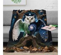 EMYXPAQM Couverture en Flanelle Motif Chouette Couverture De Canapé Chouette nébuleuse Confortable Moelleuse Flanelle Cadeau pour Enfants, Garçons 50x60inch(127x152cm)