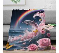 EMYXPAQM Couverture en Flanelle Motif Dauphin Plaid Canapé Dauphin Rose Douce Et Chaude Flanelle Cadeau pour Garçon Et Enfant 40x50inch(100x130cm)