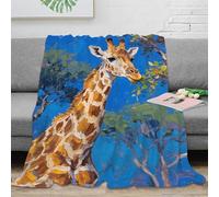 EMYXPAQM Couverture en Flanelle Motif Girafe Plaid Canapé Girafe Bois Douce Et Moelleuse Flanelle Idée Original pour Garçon Et Enfant 80x90inch(200x230cm)