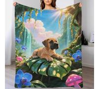 EMYXPAQM Couverture en Flanelle Motif Grand Danois Plaid De Canapé Chien Plantes Tropicales Douce Et Moelleuse Flanelle Cadeau Unique pour Garçons Et Filles 50x60inch(127x152cm)