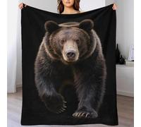 EMYXPAQM Couverture en Flanelle Motif Ours Brun Plaid Canapé Ours Brun Gros Plan Ultra Douce Et Chaude Flanelle Cadeau Unique pour Garçons Et Filles 80x90inch(200x230cm)