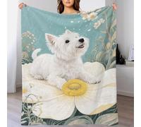 EMYXPAQM Couverture en Flanelle Motif Westie Plaid Canapé Westie Pétales Confortable Moelleuse Flanelle Cadeau pour Enfants, Garçons 60x80inch(150x200cm)