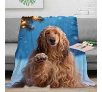 EMYXPAQM Couverture Polaire Flanelle Imprimée Chien Courant à Poil Long, Couverture De Canapé Flocons de Neige, Douce Et Confortable Idée Original pour Enfants, Garçons 60x80inch(150x200cm)