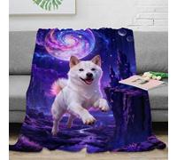 EMYXPAQM Couverture Polaire Flanelle Imprimée Chien Japonais, Couverture De Canapé Nébuleuse, Confortable Moelleuse Cadeau pour Garçon Et Enfant 70x80inch(180x200cm)