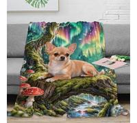 EMYXPAQM Couverture Polaire Flanelle Imprimée Chihuahua, Couverture De Canapé Forêt Magique, Douce Et Moelleuse Cadeau Unique pour Enfants Et Adultes 70x80inch(180x200cm)
