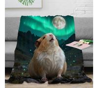 EMYXPAQM Couverture Polaire Flanelle Imprimée Cochon d'Inde, Couverture De Canapé Pleine Lune Aurore, Douce Et Confortable Idée Original pour Enfants, Garçons 40x50inch(100x130cm)