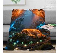EMYXPAQM Couverture Polaire Flanelle Imprimée Golden Retriever, Couverture De Canapé Forêt Étrange, Douce Et Confortable Idée Original pour Enfants, Garçons 50x60inch(127x152cm)