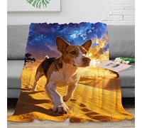 EMYXPAQM Couverture Polaire Flanelle Imprimée Jack Russell Terrier, Couverture De Canapé Dunes, Douce Et Moelleuse Idée Original pour Enfants Et Adultes 70x80inch(180x200cm)
