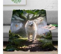EMYXPAQM Couverture Polaire Flanelle Imprimée Samoyède, Couverture De Canapé Arbre Ancien Brumeux, Douce Et Confortable Cadeau pour Enfants Et Adultes 40x50inch(100x130cm)