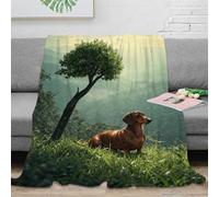 EMYXPAQM Couverture Polaire Flanelle Imprimée Teckel, Couverture De Canapé Hillside Prairie, Confortable Moelleuse Idée Original pour Garçon Et Enfant 40x50inch(100x130cm)