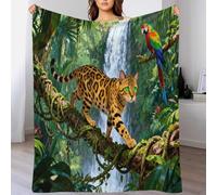 EMYXPAQM Couverture Polaire Flanelle Motif Chat Bengal, Plaid De Canapé Perroquet de la Forêt Tropicale, Confortable Moelleuse Cadeau pour Garçons Et Filles 80x90inch(200x230cm)