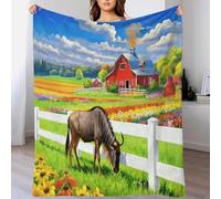 EMYXPAQM Couverture Polaire Flanelle Motif Gnou, Plaid De Canapé Ferme Fleurie, Douce Et Moelleuse Cadeau Unique pour Garçons Et Filles 40x50inch(100x130cm)