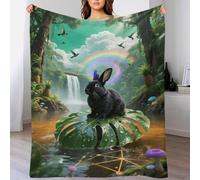 EMYXPAQM Couverture Polaire Flanelle Motif Lapin Rex, Couverture De Lit Tropical RainForêt, Douce Et Chaude Cadeau Unique pour Enfants, Garçons 70x80inch(180x200cm)