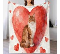EMYXPAQM Couverture Polaire Flanelle Motif Maine Coon, Plaid De Canapé Forme de Cœur, Douce Et Chaude Cadeau pour Garçons Et Filles 80x90inch(200x230cm)