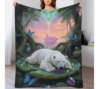 EMYXPAQM Couverture Polaire Flanelle Motif Ours Polaire, Couverture De Lit RainForêt, Douce Et Confortable Cadeau pour Enfants Et Adultes 70x80inch(180x200cm)