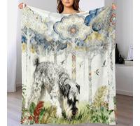 EMYXPAQM Couverture Polaire Flanelle Motif Schnauzer, Plaid De Canapé Arbre à Motif Bohème, Douce Et Moelleuse Cadeau Unique pour Enfants, Garçons 60x80inch(150x200cm)