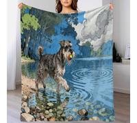 EMYXPAQM Couverture Polaire Flanelle Motif Schnauzer, Plaid De Canapé Lac dans Les Bois, Douce Et Chaude Idée Original pour Enfants, Garçons 60x80inch(150x200cm)