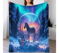 EMYXPAQM Couverture Polaire Flanelle Motif Zèbre, Plaid De Canapé Aurore Boréale en Forêt, Douce Et Moelleuse Cadeau Unique pour Garçons Et Filles 60x80inch(150x200cm)
