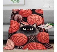 EMYXPAQM Couverture Polaire Motif De Chaton Plaid Canapé Imprimé De Boule de Laine Chaton, Douce, Moelleuse, Confortable, Idée Original Anniversaire, Noël, Saint Valentin 40x50inch(100x130cm)