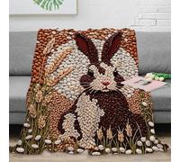 EMYXPAQM Couverture Polaire Motif De Lapin Plaid Canapé Imprimé De Lapin composé de Grains, Douce, Moelleuse, Confortable, Idée Original Anniversaire, Noël, Saint Valentin 60x80inch(150x200cm)