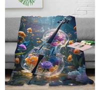 EMYXPAQM Couverture Polaire Motif De Violoncelle Plaid Canapé Imprimé De Fleur de Cristal Violoncelle, Douce, Moelleuse, Confortable Et Chaude, Cadeau pour Garçons Et Enfants 60x80inch(150x200cm)