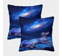 EMYXPAQM Housse Coussin Chat Devon Rex Lot De 2, Microfibre Douce Housse De Coussin De Canapé, Taie d'oreiller Décorative Lavable, pour Canapé Chambre Décoration, 50x50cm