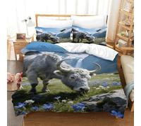 EMYXPAQM Housse De Couette Bison d'europe Microfibre Ultra-Douce Parure De Lit Motif Prairie 3D avec Fermeture Éclair & Taies d'oreiller pour Enfant Fille Super King(260x220cm)