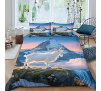 EMYXPAQM Housse De Couette Bouquetin des Alpes Microfibre Ultra-Douce Parure De Lit Imprimée Glacier 3D avec Fermeture Éclair & Taies d'oreiller pour Enfants Garçons Filles Double(200x200cm)